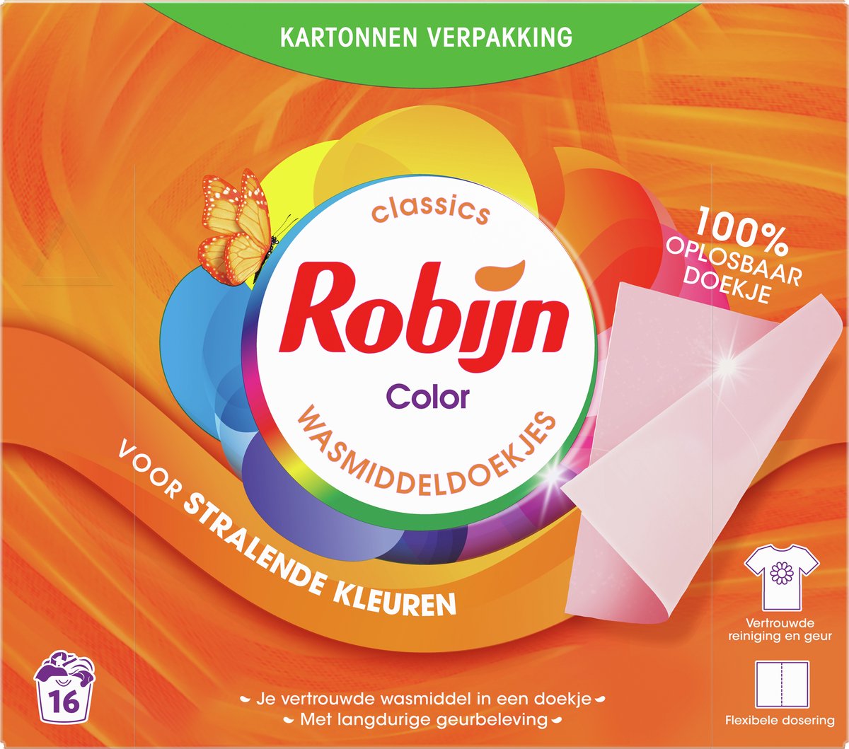 Robijn Classics Bonte wasmiddeldoekjes - 16 wasbeurten
