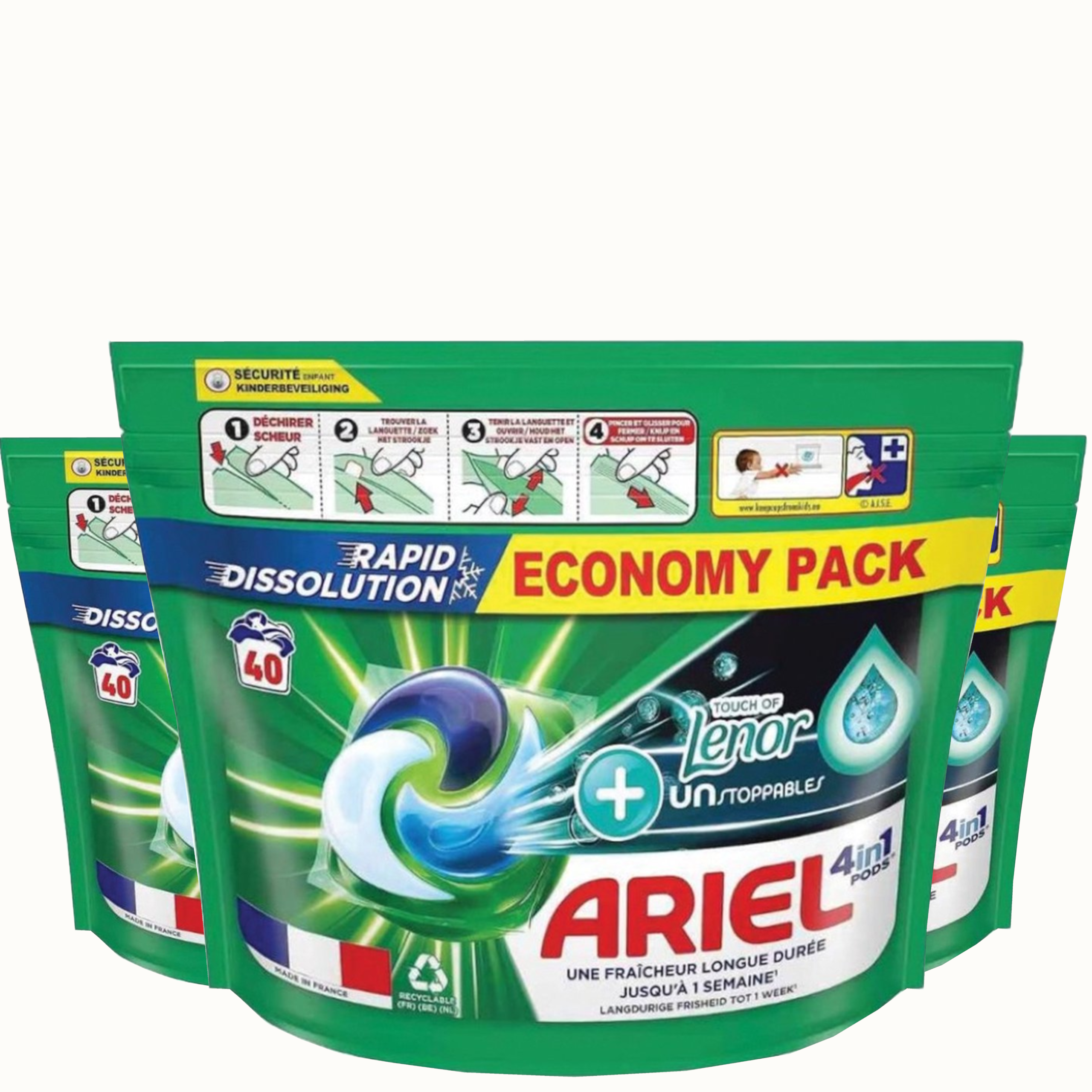 Ariel 4in1 + Touch of Lenor Unstoppables wascapsules - 120 wasbeurten