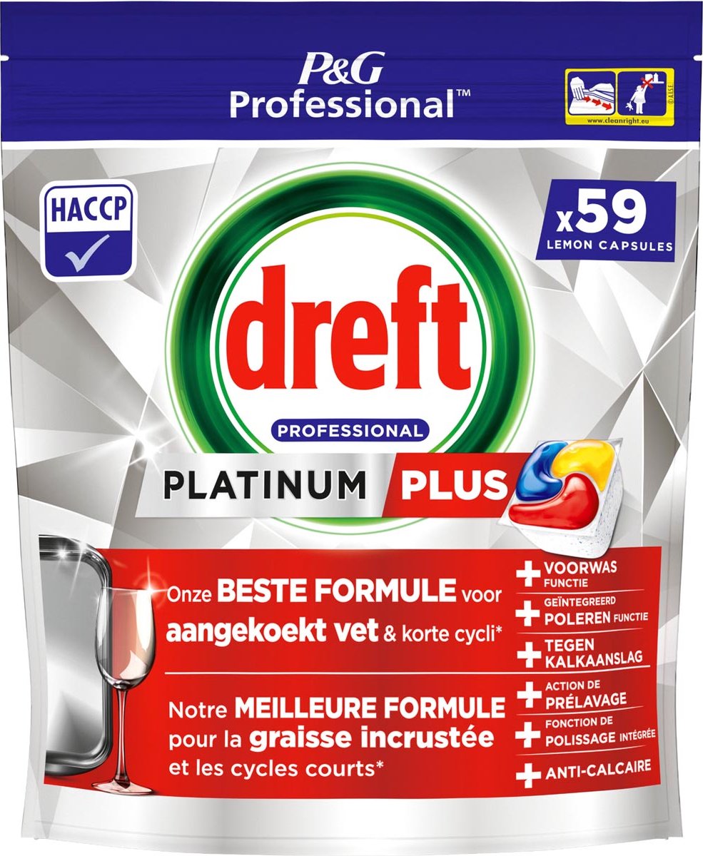 Dreft Platinum Plus Lemon - 59 vaatwastabletten