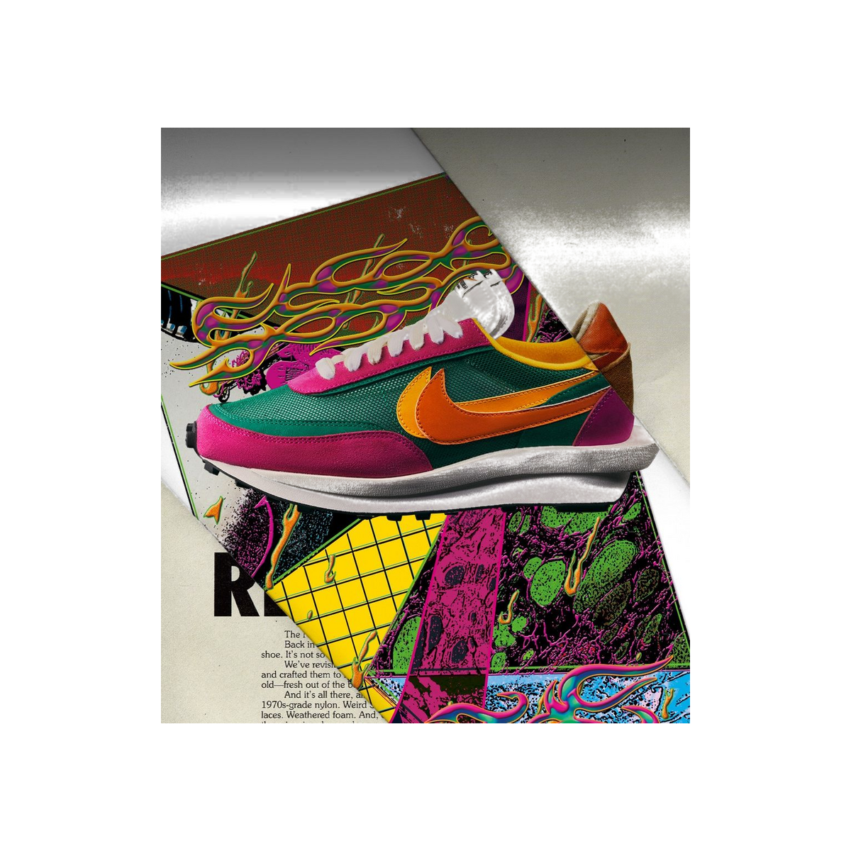 sacai x Nike LDWaffle 'Pine Green' | Pink | Men's Size 5.5