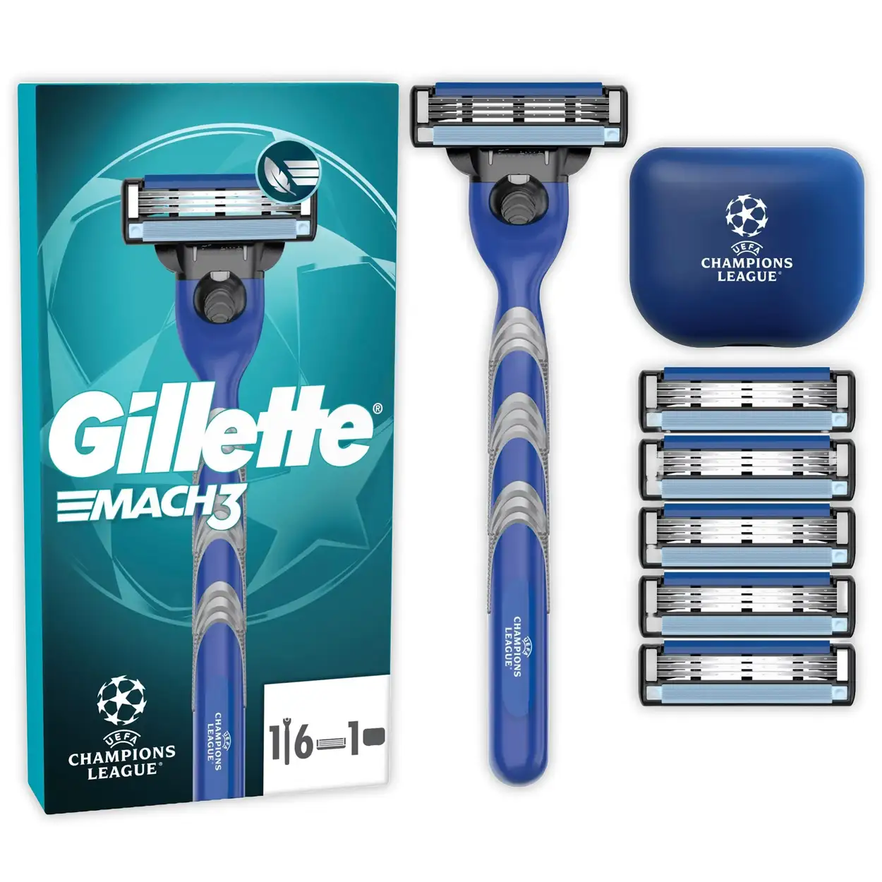 Gillette Mach3 set houder met 6 mesjes