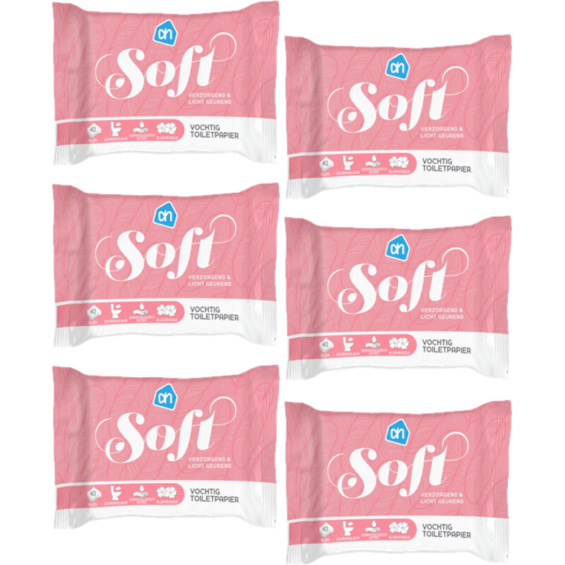AH Vochtig toiletpapier zacht 6-pack 6 stuks