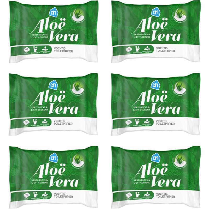AH Vochtig toiletpapier aloe vera 6-pack 6 stuks
