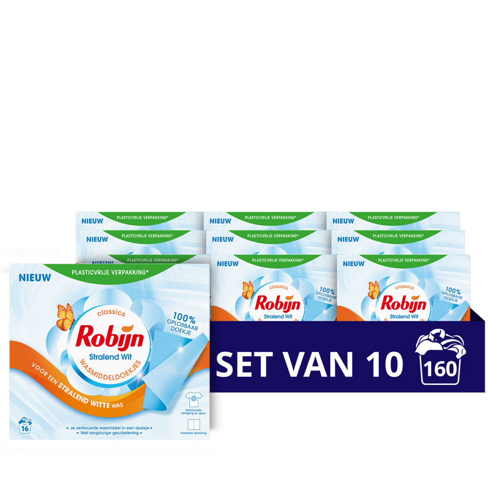 Robijn Wasmiddeldoekjes Stralend Wit - 160 wasbeurten