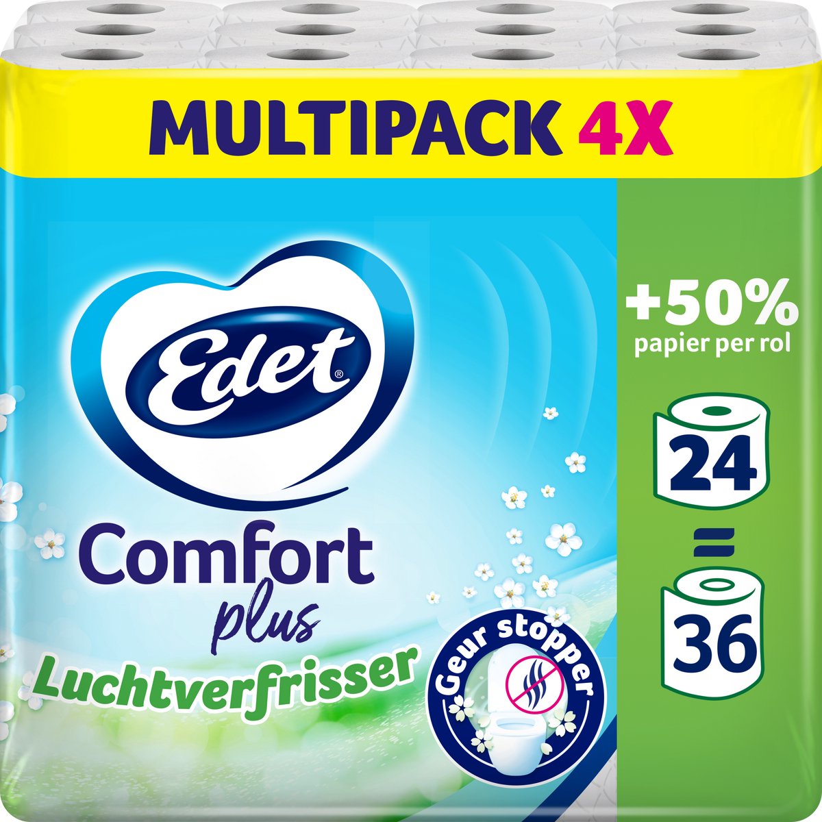 Edet Comfort Plus met luchtverfrisser toiletpapier 3-laags - 24 rollen
