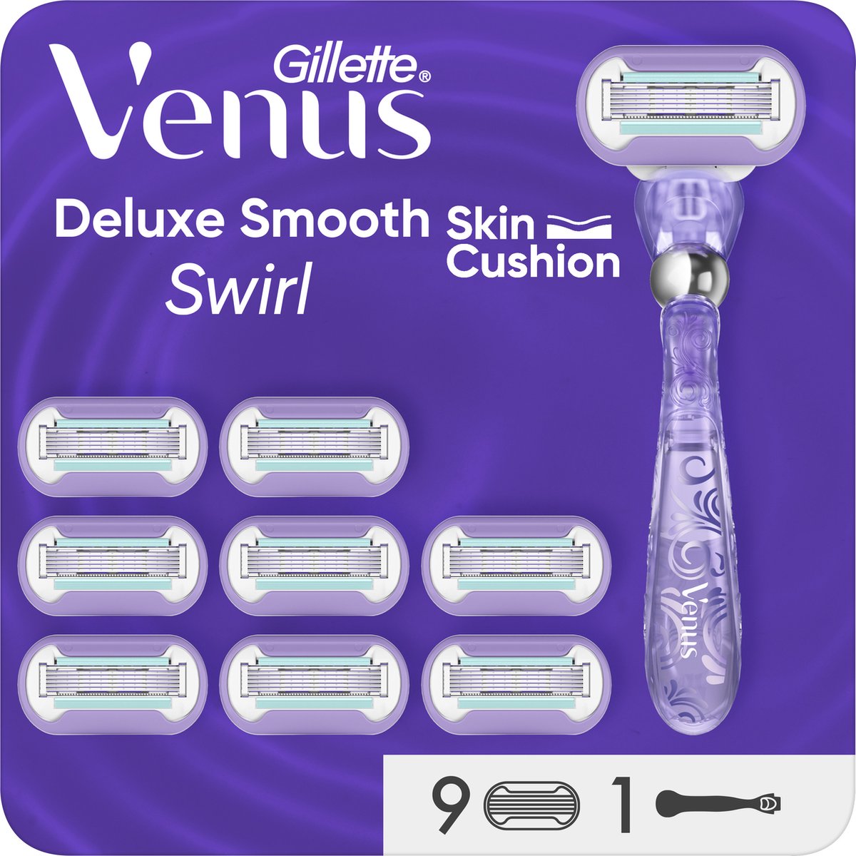 Gillette Venus Deluxe Smooth Swirl scheersysteem + 9 mesjes