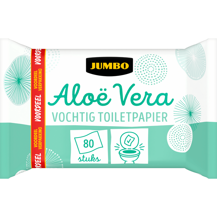 Jumbo vochtig toiletpapier aloë vera voordeelverpakking 80 stuks