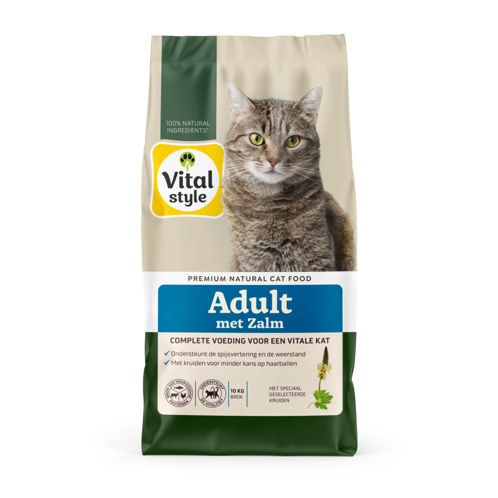 Vitalstyle volwassen zalm kattenvoer 10 kg
