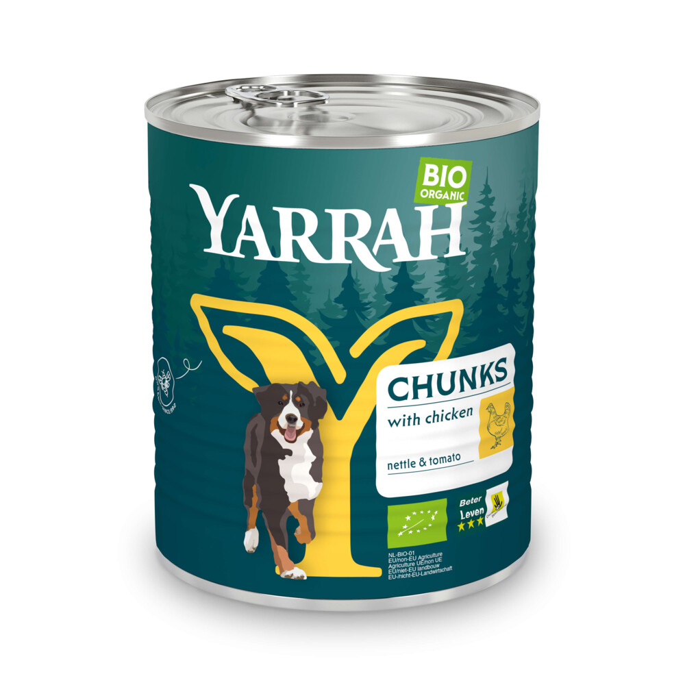 6 stuks Yarrah Bio Hondenvoer Chunks Kip 820 gram