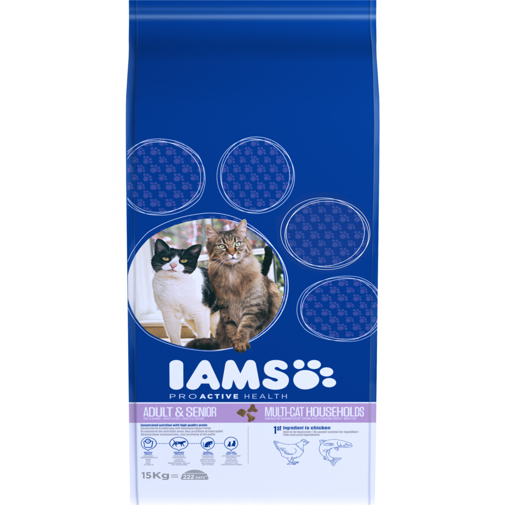 IAMS Kat Volwassen Multi-Kat Kip & Zalm 15 kg
