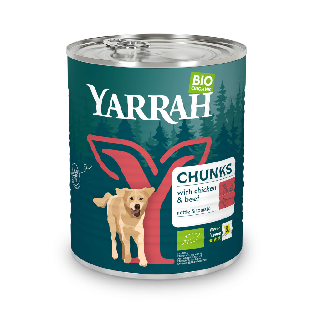 Yarrah Bio Hondenvoer Stukjes Kip & Rund 820 gram