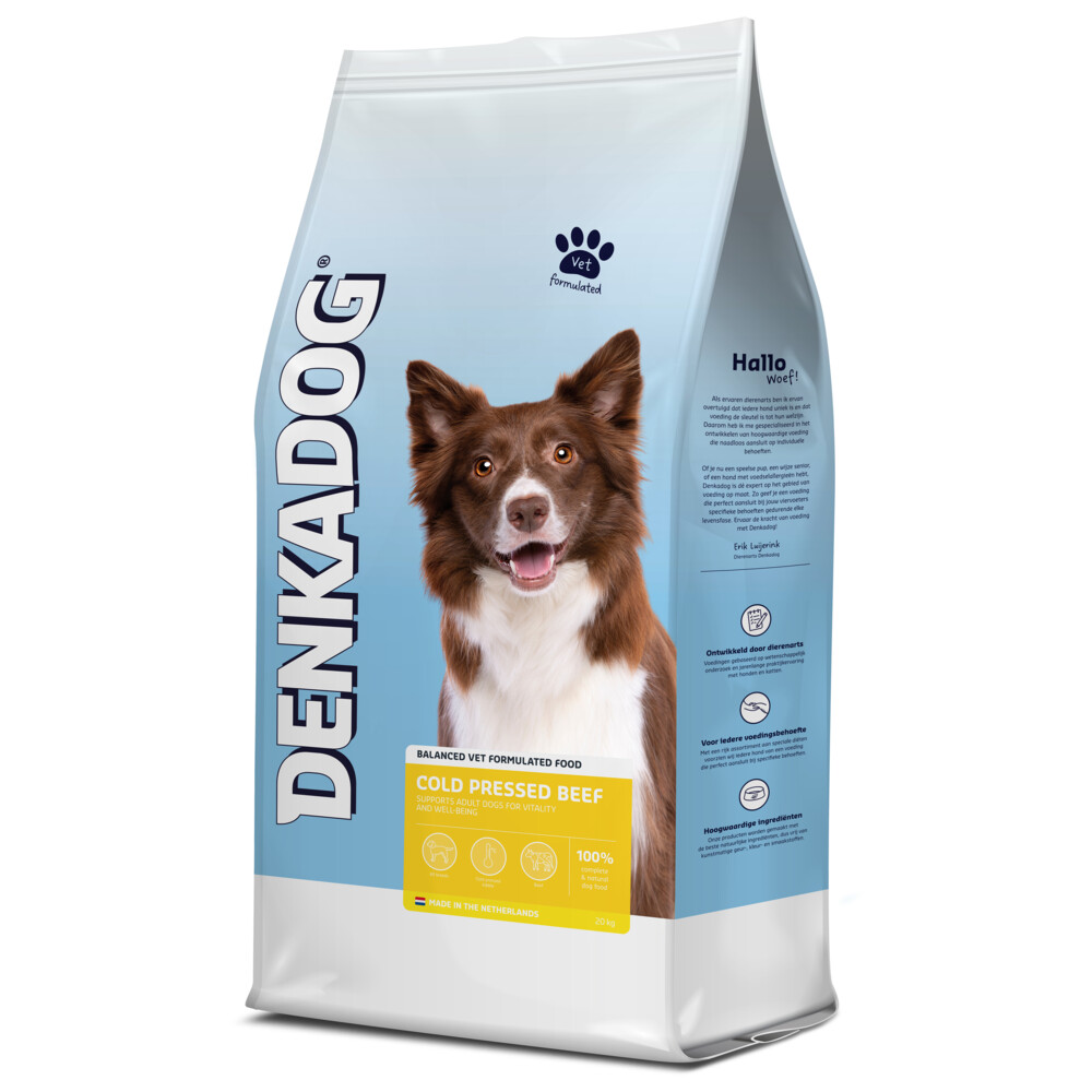 Denkadog Hondenvoer Koudgeperst Rund 20 kg
