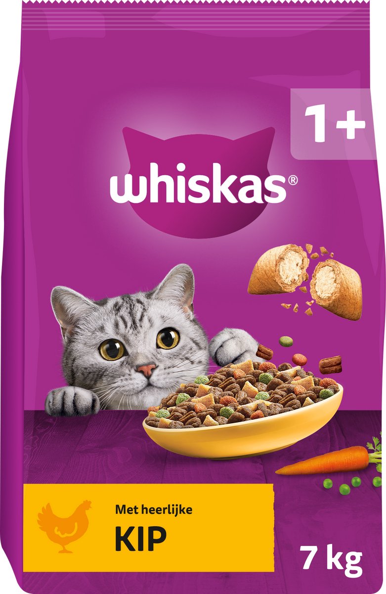 Whiskas 1+ Kattenbrokken Kip 7 kg