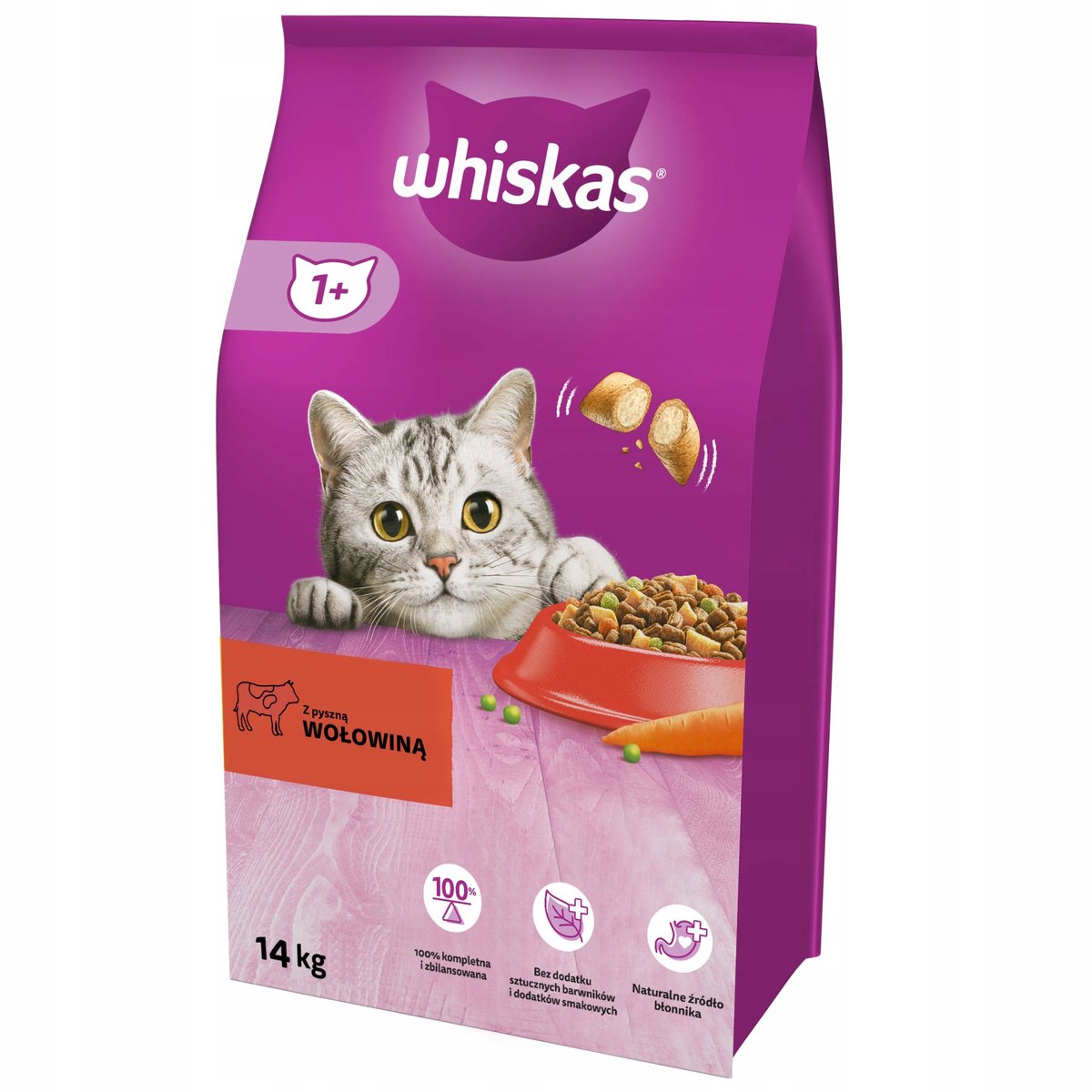 Whiskas - Droogvoer voor volwassen katten - rundvlees - wortel - 14kg
