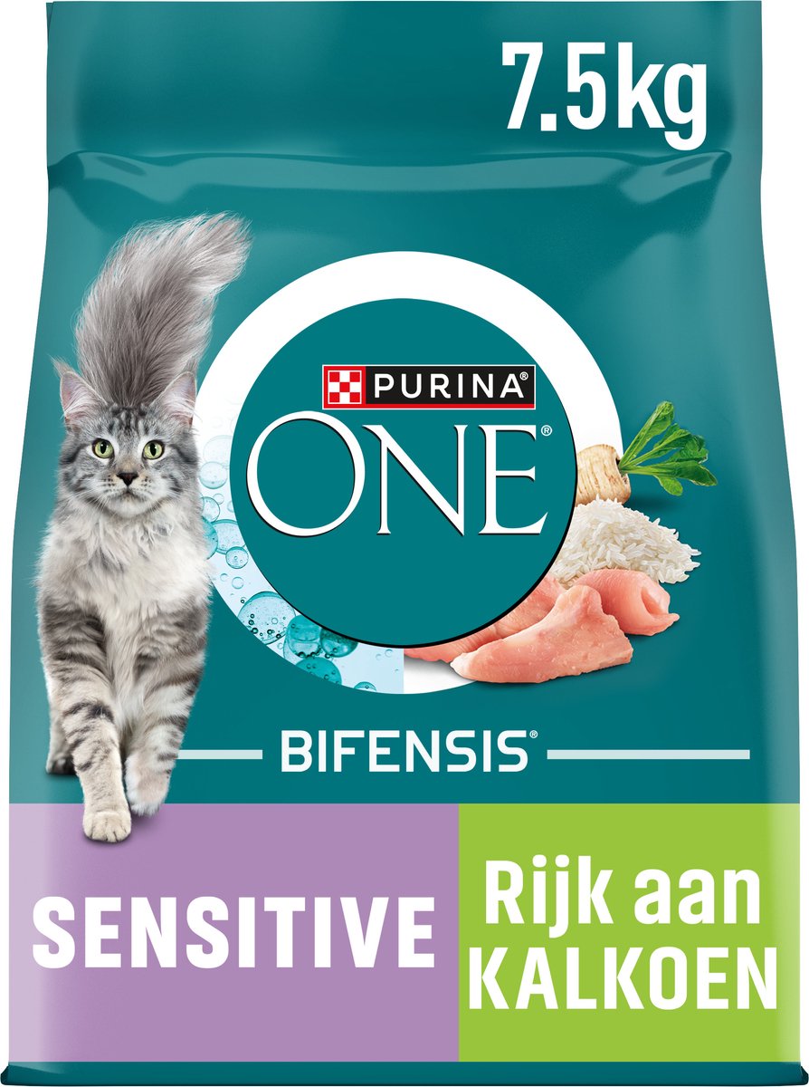 Purina ONE droog kattenvoer Adult Sensitive kalkoen 7,5 kg