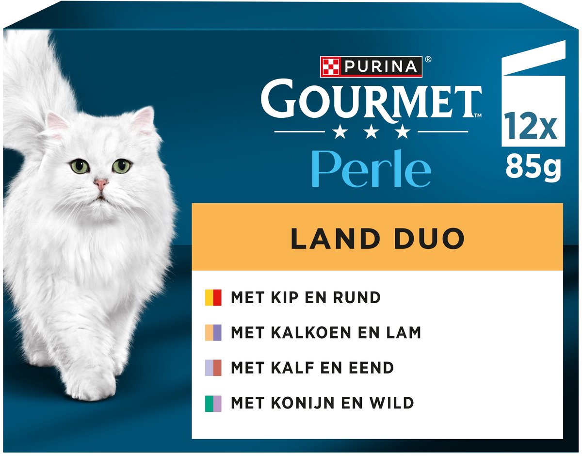4x Gourmet Perle nat kattenvoer minifilets multipack Land Duo in saus 12 x 85 gr