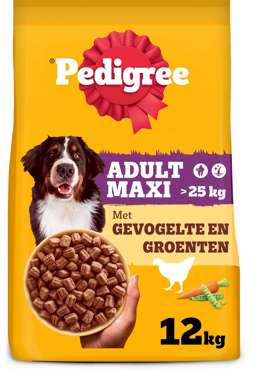 Pedigree hondenbrokken - volwassen Maxi droogvoer - gevogelte en groenten - 12 kg
