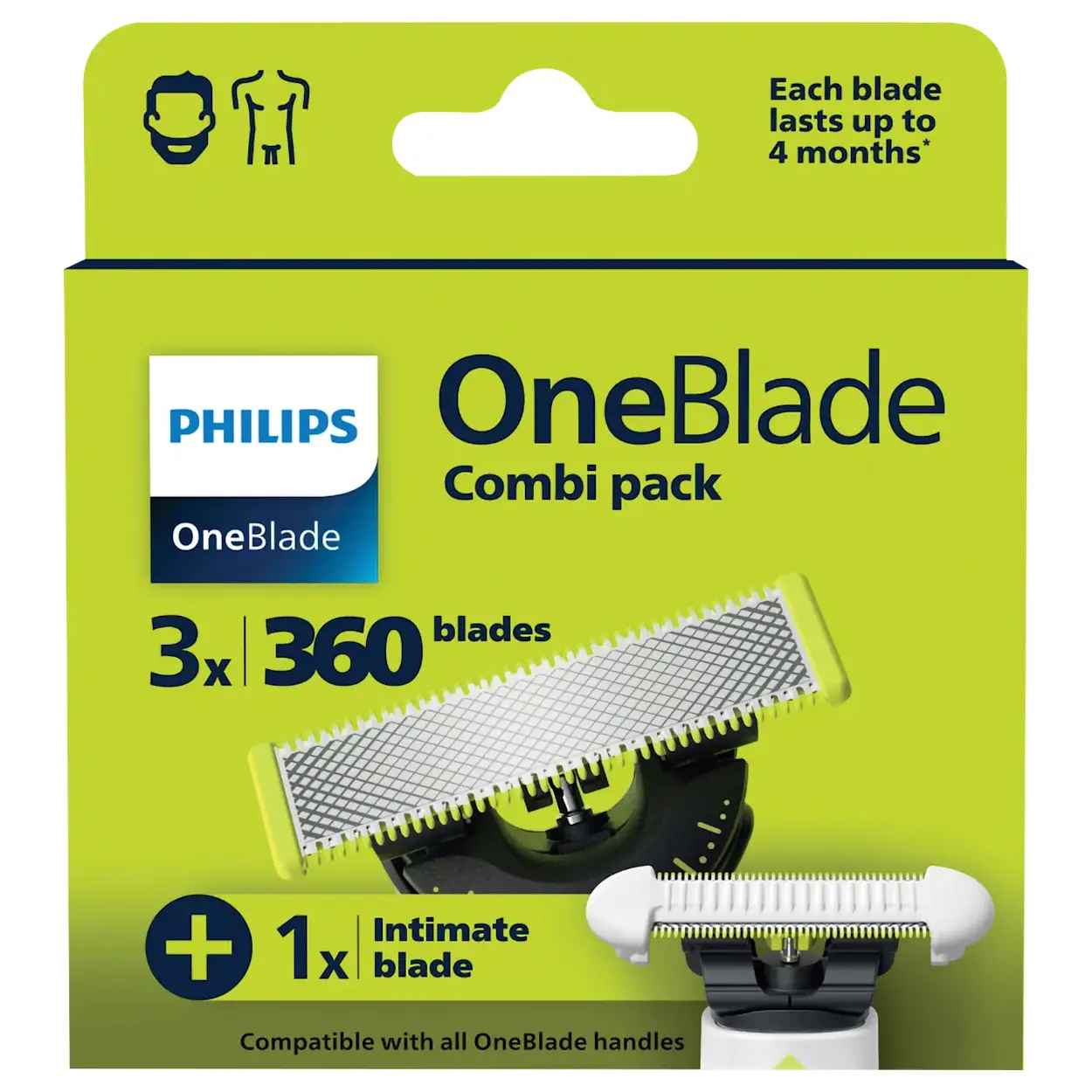 Philips OneBlade Combipack: 3 stuks 360-mesjes + 1 stuk Skin Protect-mesje