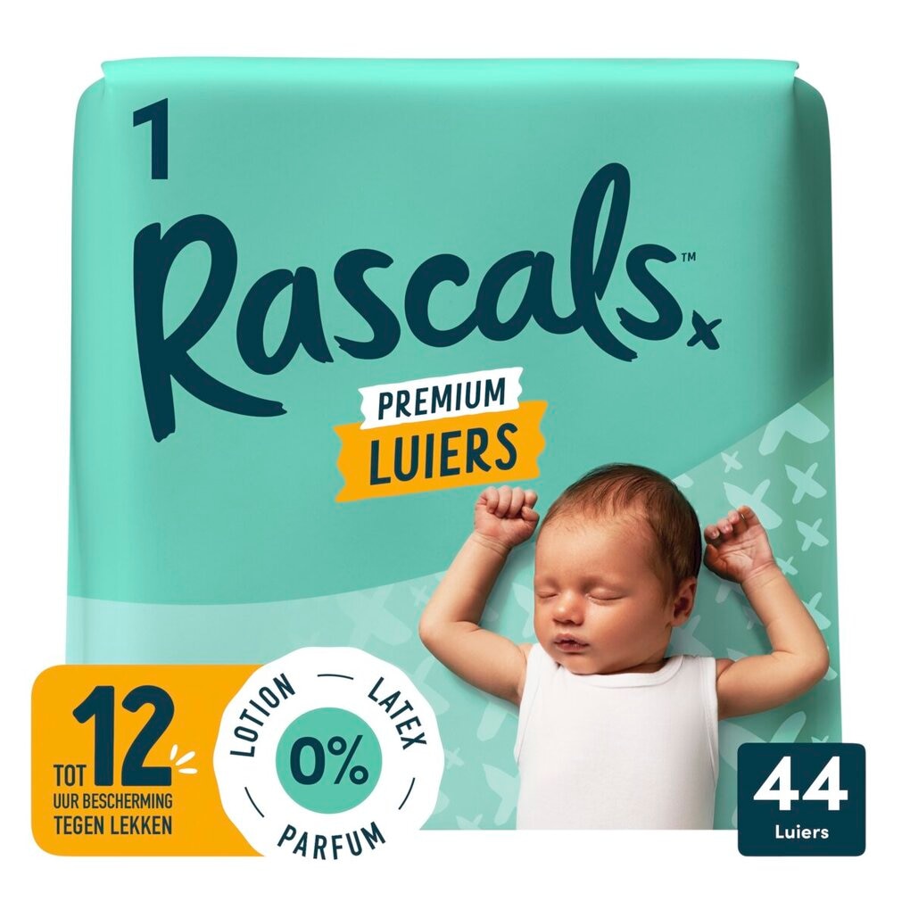 Rascals maat 1 premium luiers - 44 stuks