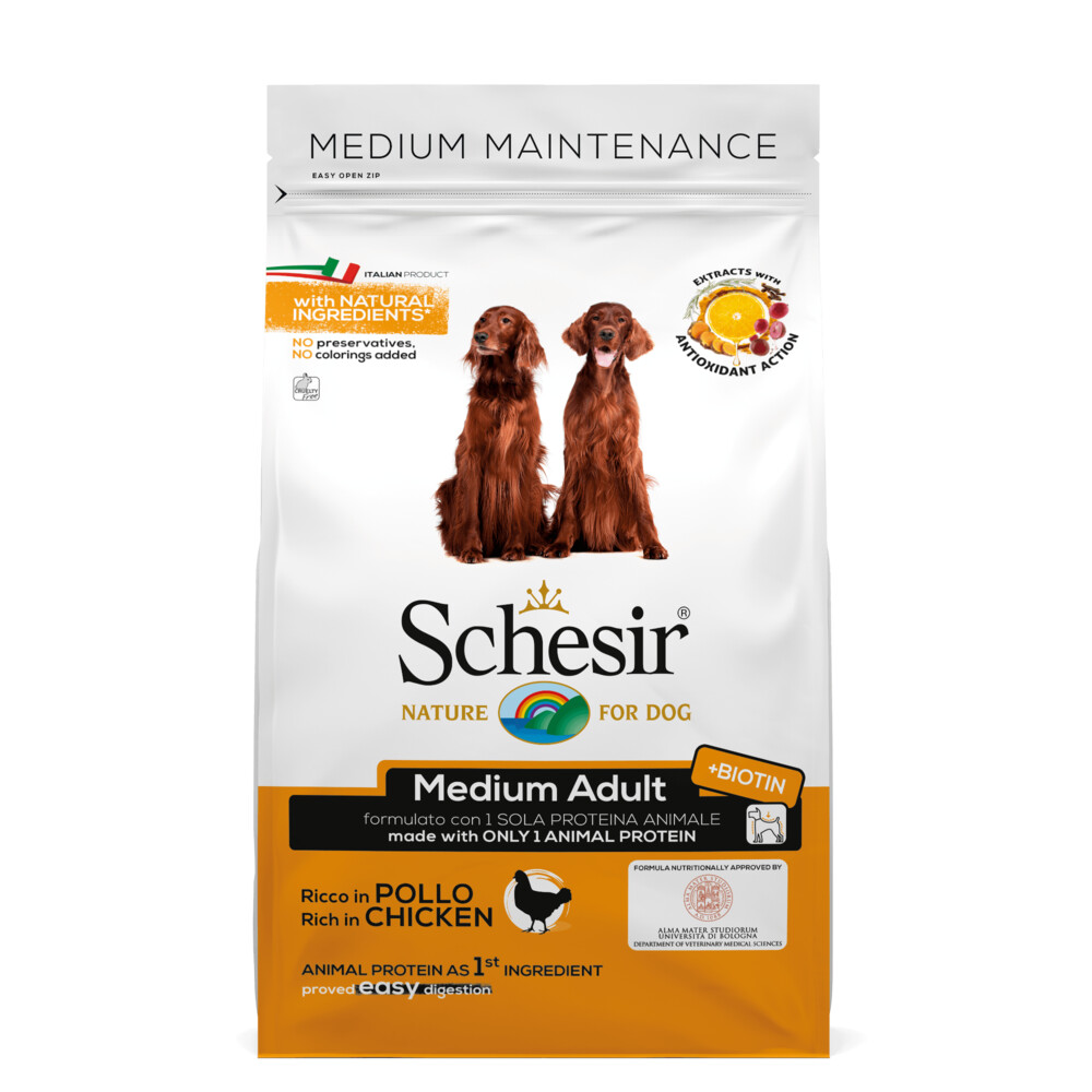 4 stuks Schesir Hond Dry Maintenance Medium Kip 3 kg