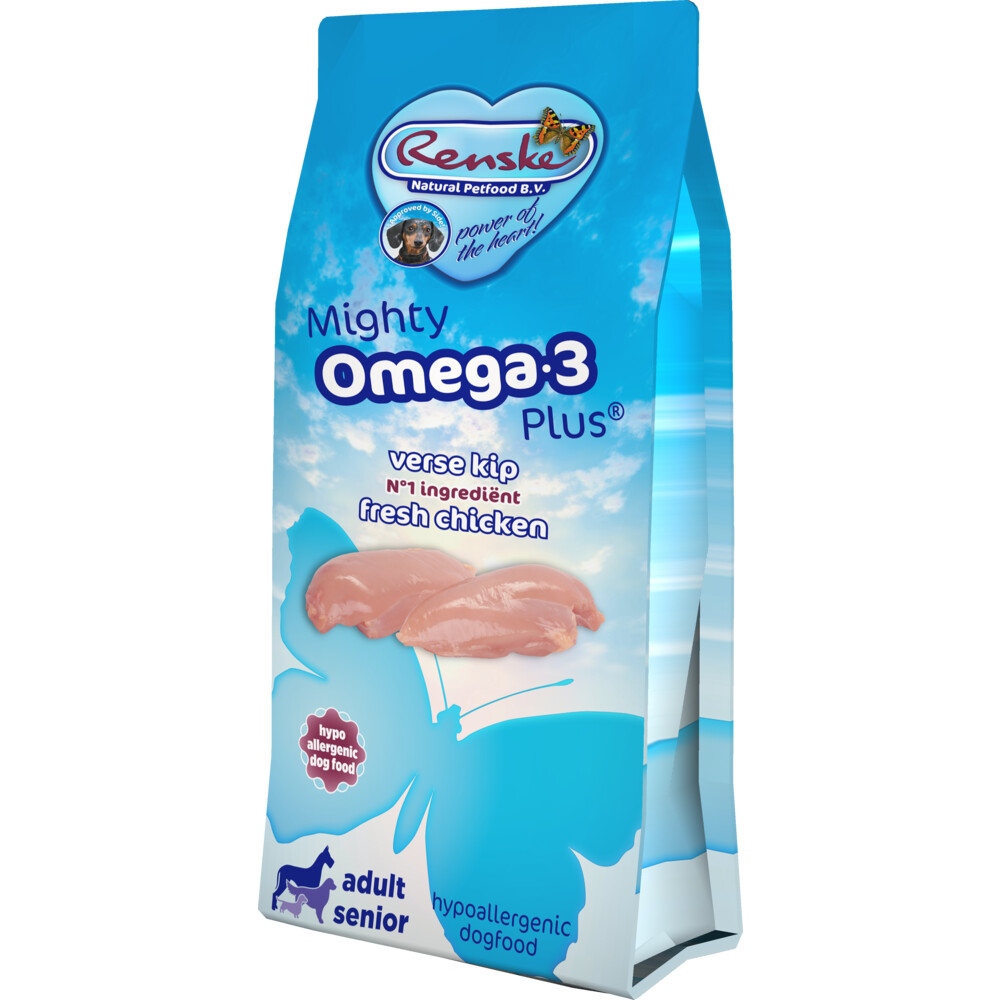 Renske Mighty Omega-3 Plus hondenvoer kip 12 kg