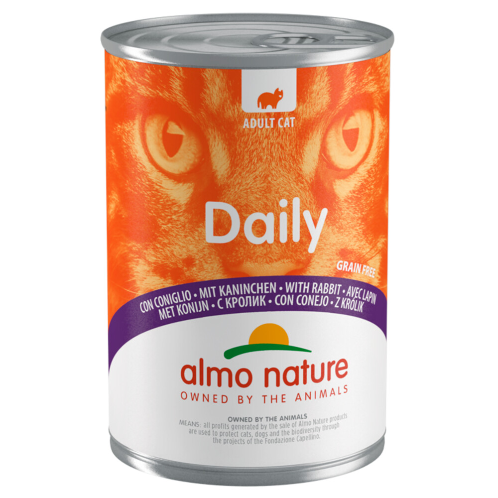 36 stuks Almo Nature Daily Menu nat kattenvoer konijn 400 gr