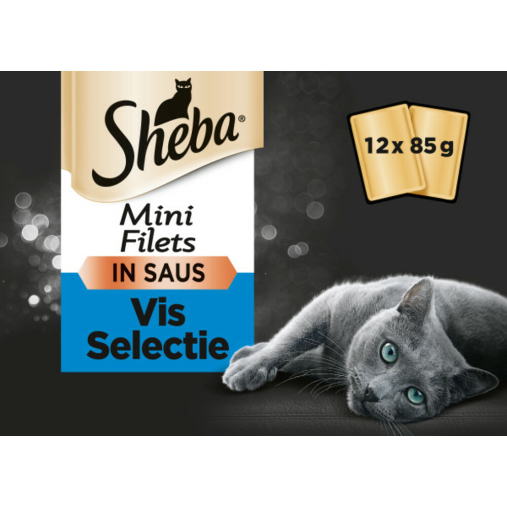 Sheba Mini Filets Volwassen Kattenvoer Natvoer Visselectie Maaltijdzakjes 12 x 85 gram