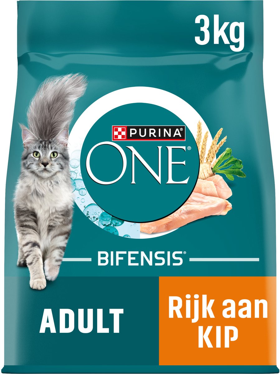 4 stuks Purina ONE droog kattenvoer volwassen kip - volkoren granen 3 kg