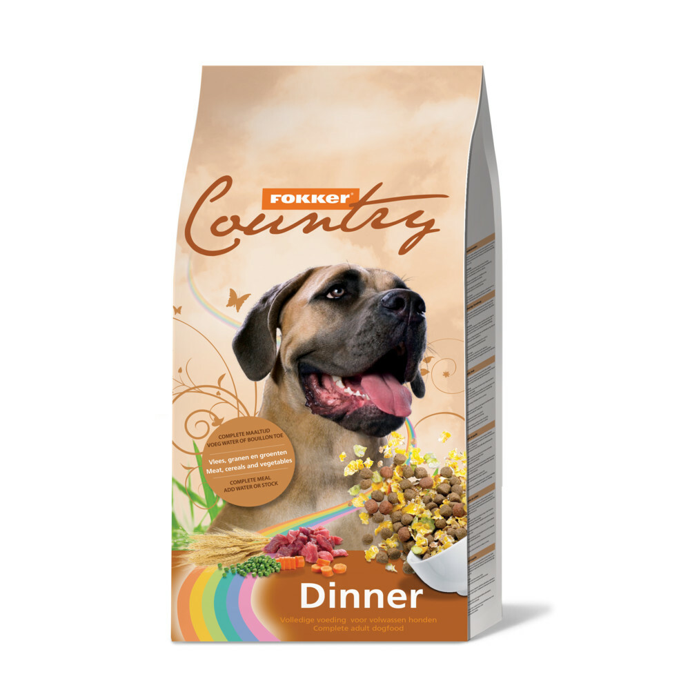 Fokker Country Dinner Hondenvoer Vlees & Gevogelte 15 kg