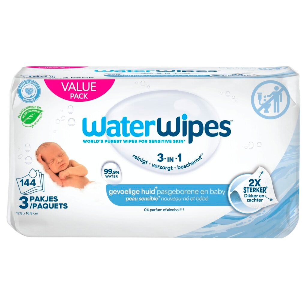 Waterwipes babydoekjes 3-pack 144 stuks
