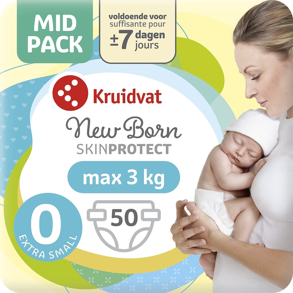 Kruidvat NewBorn extra klein maat 0 luiers midpack - 50 stuks