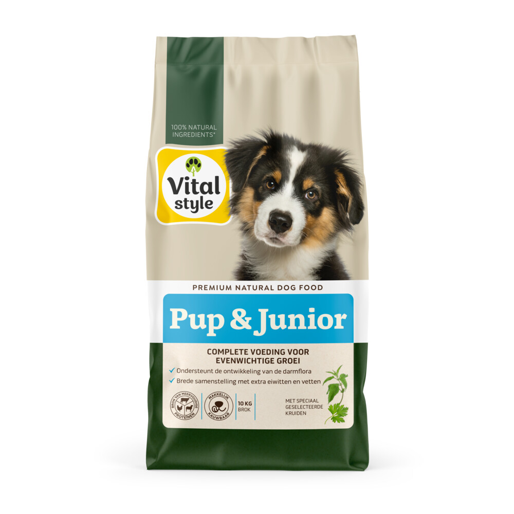 2 stuks Vitalstyle Puppy & Junior hondenvoer 10 kg