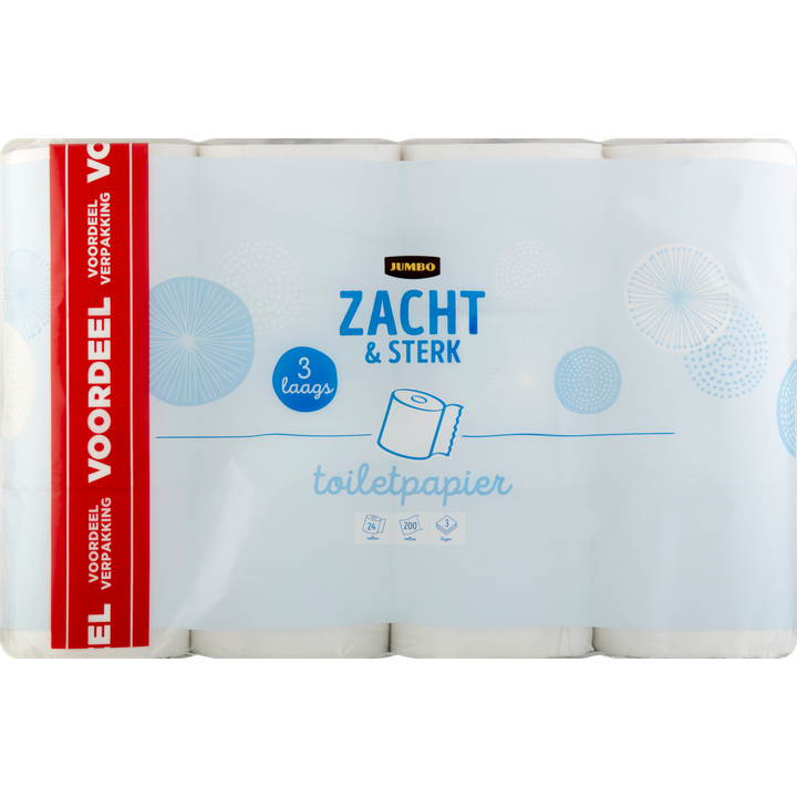 Jumbo Zacht & Sterk toiletpapier 3-laags - 24 rollen