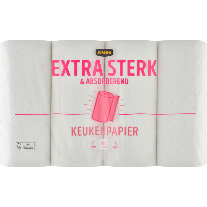 Jumbo Premium extra sterk & absorberend 3-laags keukenpapier - 4 rollen