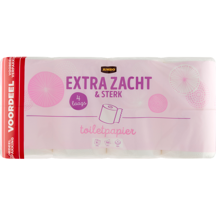 Jumbo Extra Zacht & Sterk toiletpapier 4-laags - 16 rollen
