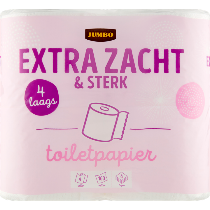 Jumbo Extra Zacht & Sterk toiletpapier 4-laags - 4 rollen