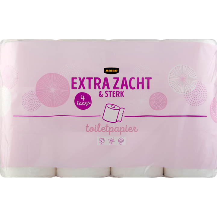 Jumbo Extra Zacht & Sterk toiletpapier 4-laags - 12 rollen