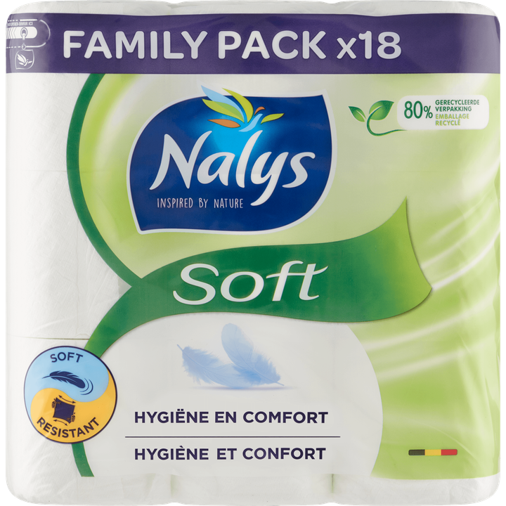 Nalys Soft Bamboo toiletpapier 2-laags - 18 rollen