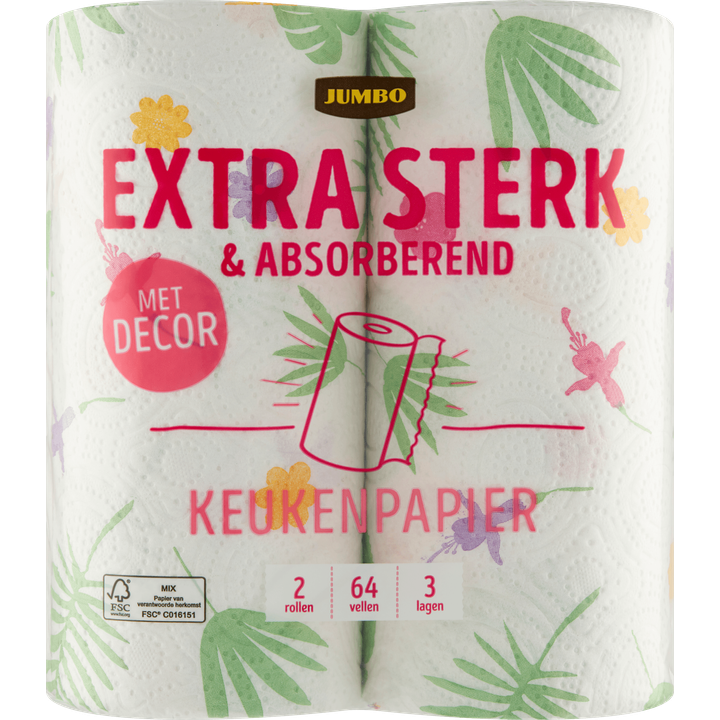 Jumbo Premium extra sterk & absorberend keukenpapier met decor - 2 rollen