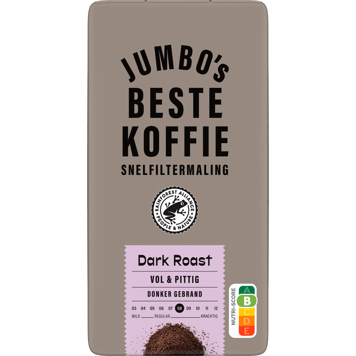 Jumbo Beste Snelfiltermaling donker gebrand gemalen koffie - 500 gram