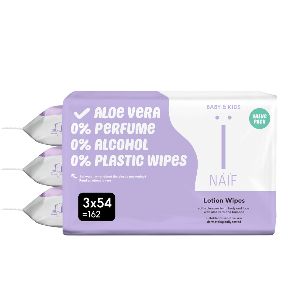 Naïf plasticvrije lotionbillendoekjes 3x54 stuks