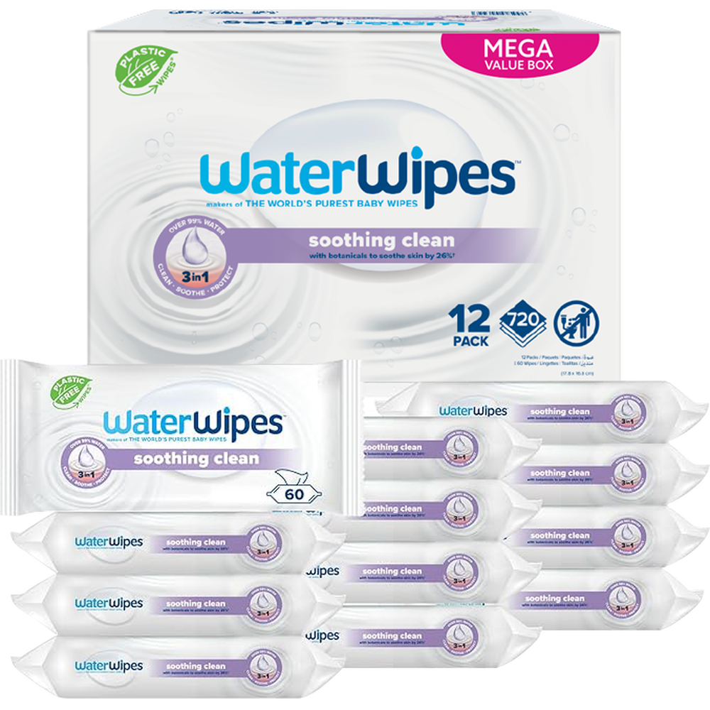 WaterWipes Soothing Clean Billendoekjes 12x60 stuks