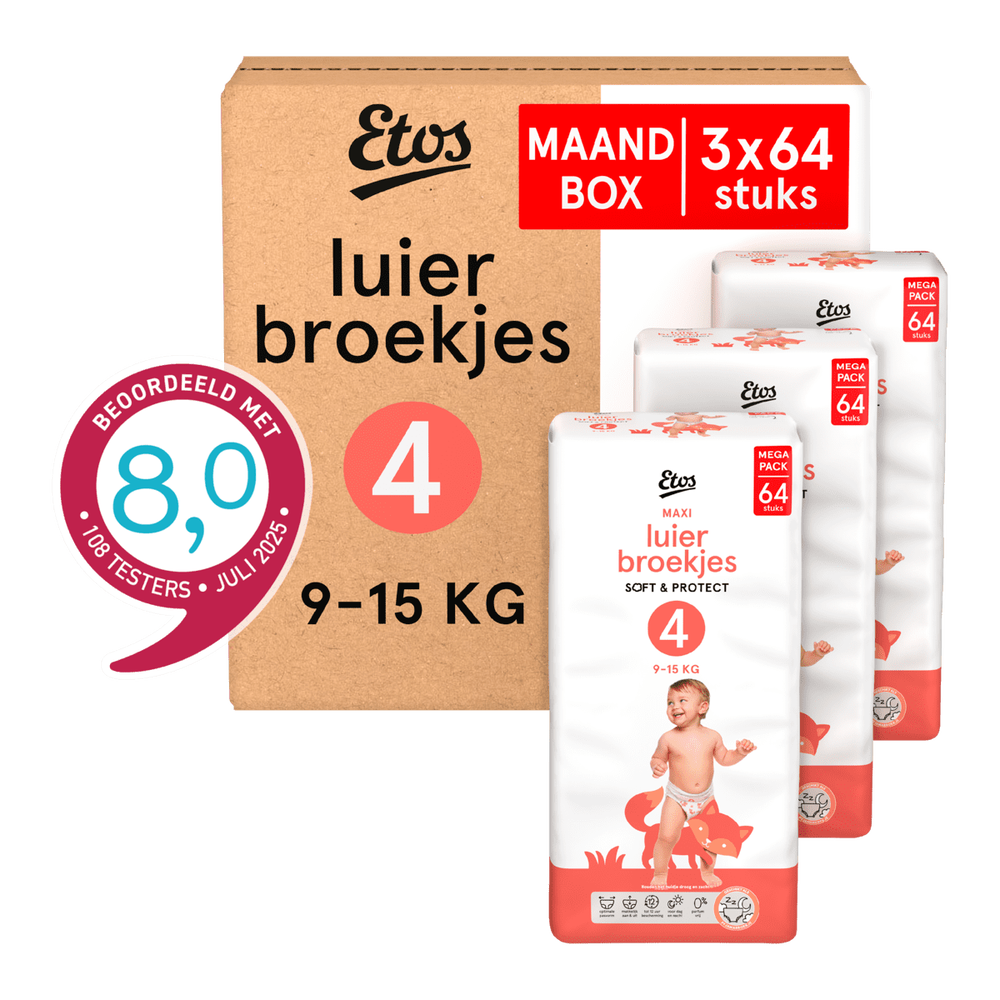 Etos Maxi luierbroekjes maat 4 - 192 stuks