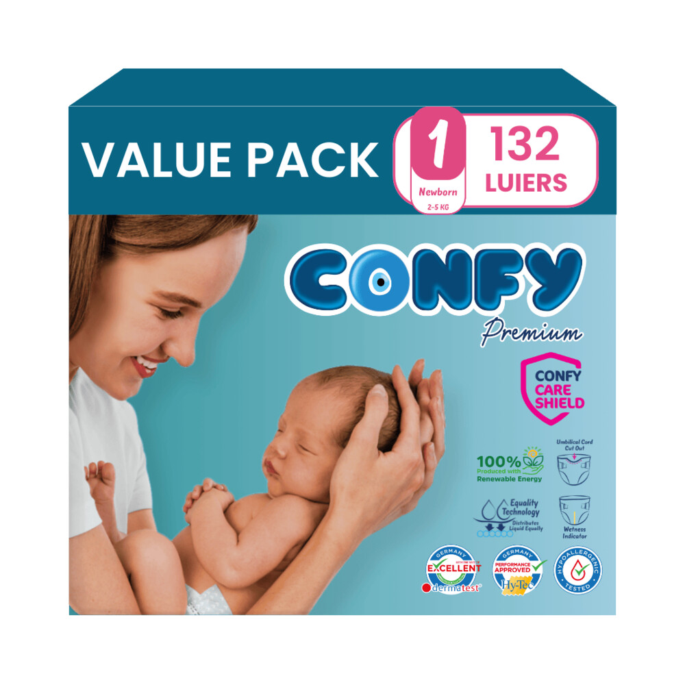 Confy luiers maat 1 - 132 stuks