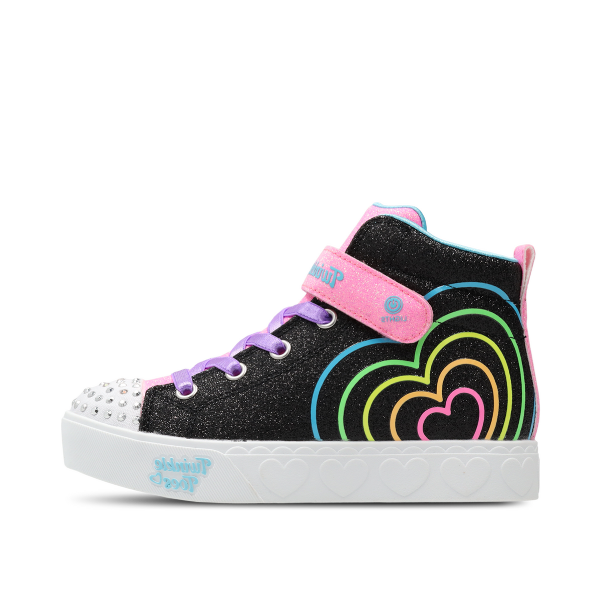 Skechers Twinkle Toes Heart Steps "Heart Glow - Black" | 314623LBKMT